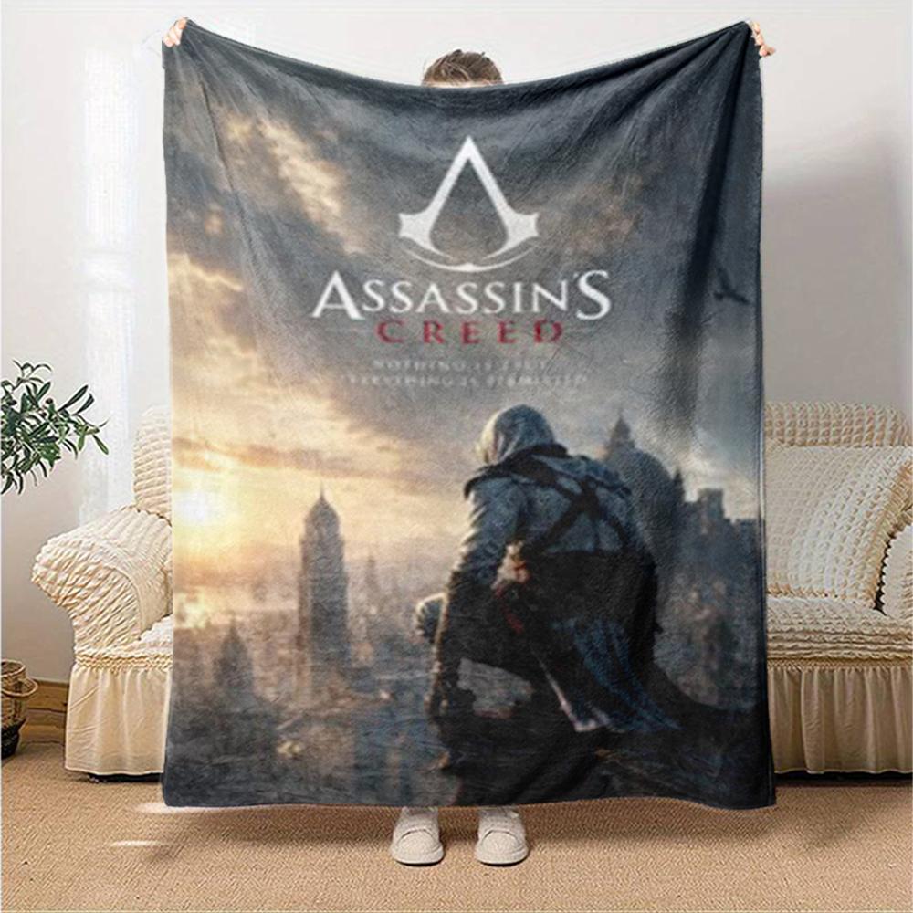 Coperta stampata con tema Assassin's Creed - Perfetta per divano, letto, viaggi e uso all'aperto | Lavabile in lavatrice, accogliente e resistente.