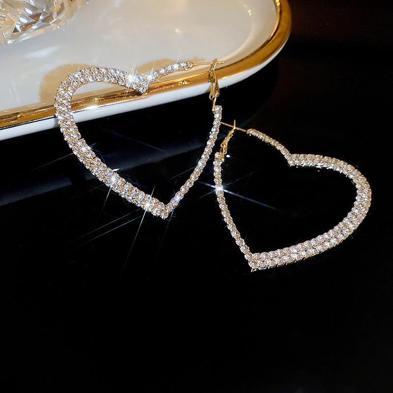 European and American Silver Needle Zircon Earrings: High-End, Versatile, Exaggerated Personality Design