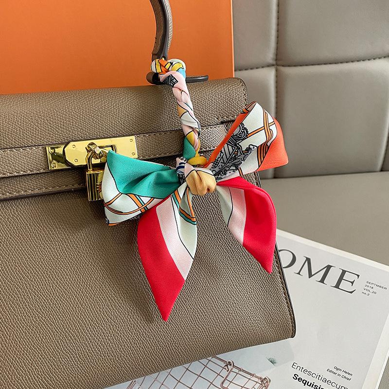 Luxury Brand Print Silk Scarf Women Bag Skinny Scarves Wraps Wrist Towel Foulards Neckerchief Headband Muslim Hijabs