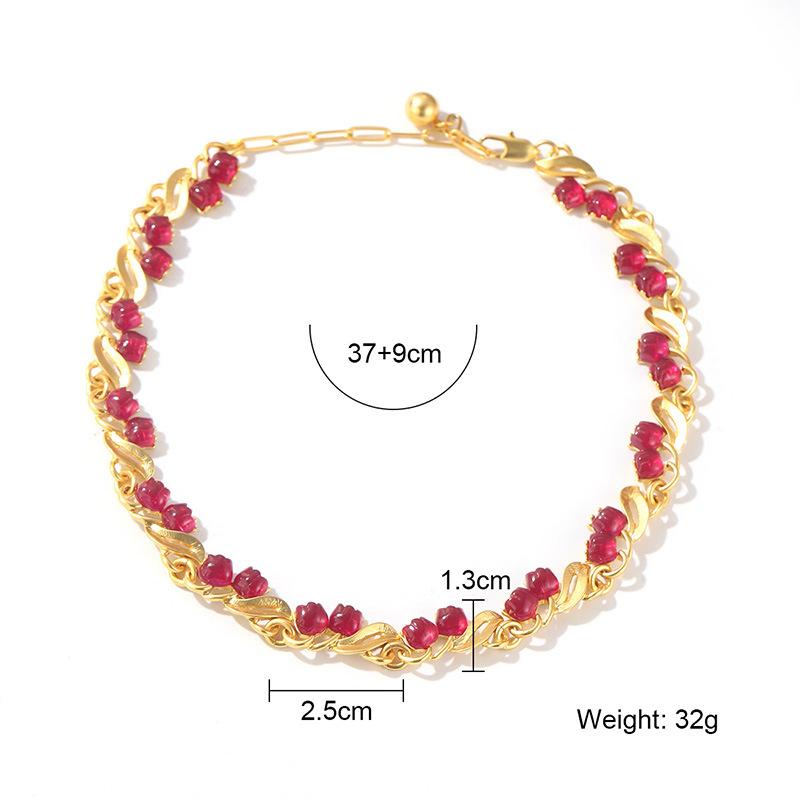 Medieval Vintage Jewelry Three-dimensional Relief Cuifali Birthday Ribbon Dark Night Lily of the Valley Premium Design Necklace