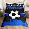 Fotbalový povlak na přikrývku Plná velikost Fotbalový sportovní ložní set Chlapci Dospívající Hra s míčem Povlak na přikrývku Modrý povlak na peřinu 3 ks se zipem