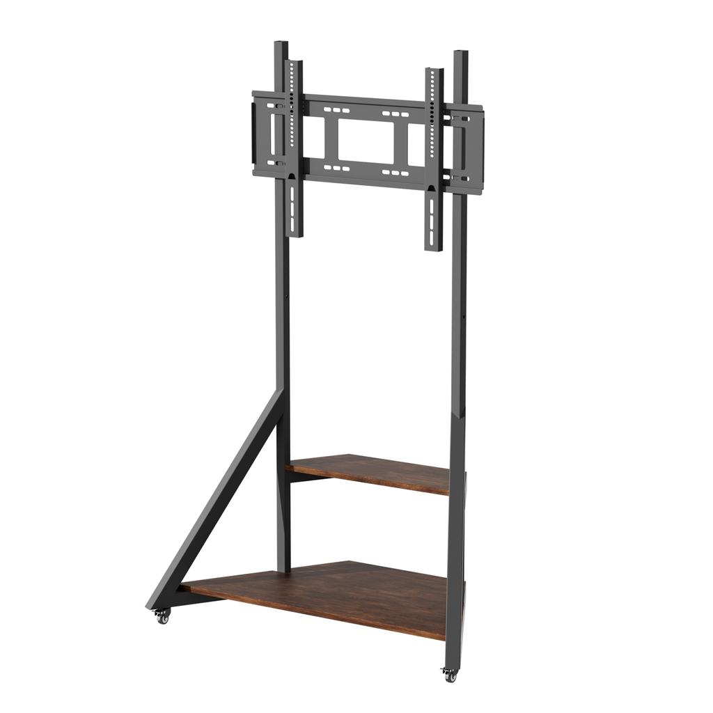 Height Adjustable Rolling Floor TV Stand Heavy Duty Television Bracket with Shelves for 65-100 Inches