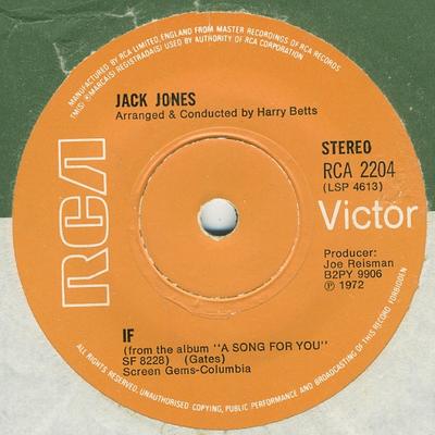 7inch Record JACK JONES - If RCA2204 RCA Victor 1972 UK Pop Used