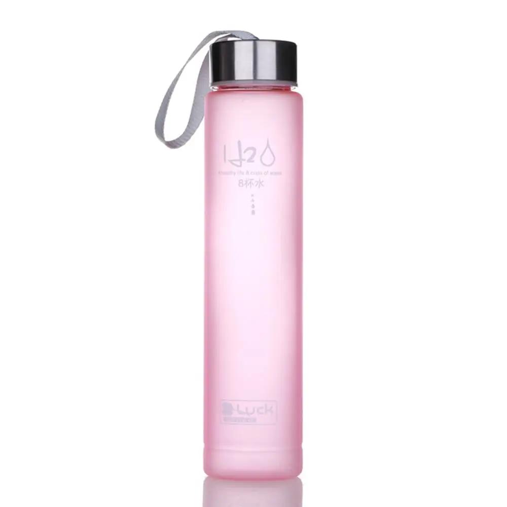 280ML Plastic Water Cup Frosted Drinking Bottle Girls Boys Portable Leak-proof Sport Kettle розовый