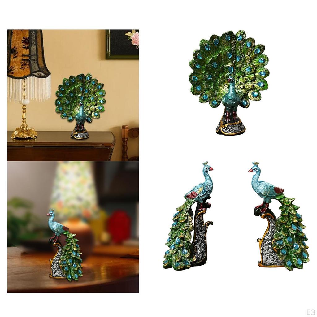 Animal Sculpture of Peacock for Bookshelf and Room Accent