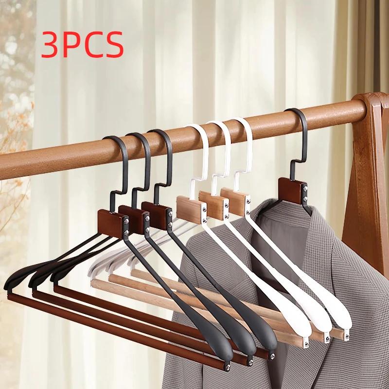 Wooden Coat Pants Hanger Luxury Durable Metal Wood Suit Hanger with 360° Swivel Hook Household Wardrobe Clothes Organizer