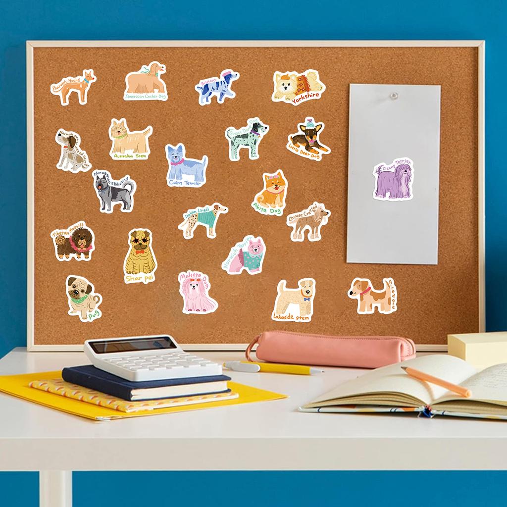 100 Cartoon Colorful Dog Doodle Stickers Decorate Guitar Notebook Suitcase DIY Waterproof