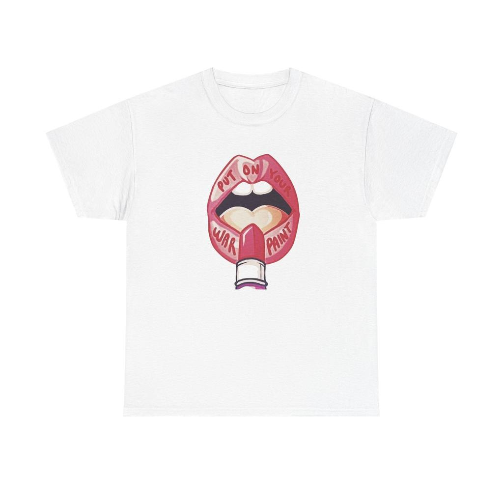 Put On Your War Paint Lipstick Graphic T-Shirt Unisex Heavy Cotton Tee Gift