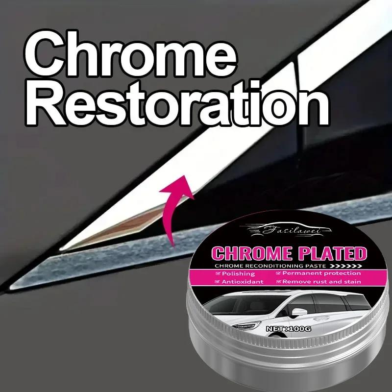 

Chrome Shine Restorer for Car Windows & Metal Surfaces - Rust Remover and Polishing Paste, Removes Stains & Oxidation, Restores 100ml