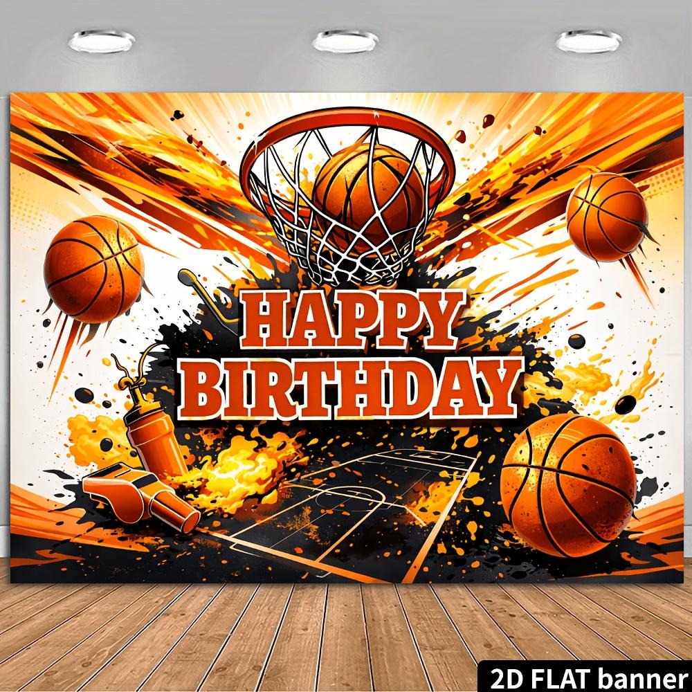 2D Plane Basketball Theme Birthday Party Background Cloth, Durable Polyester MaterialXY