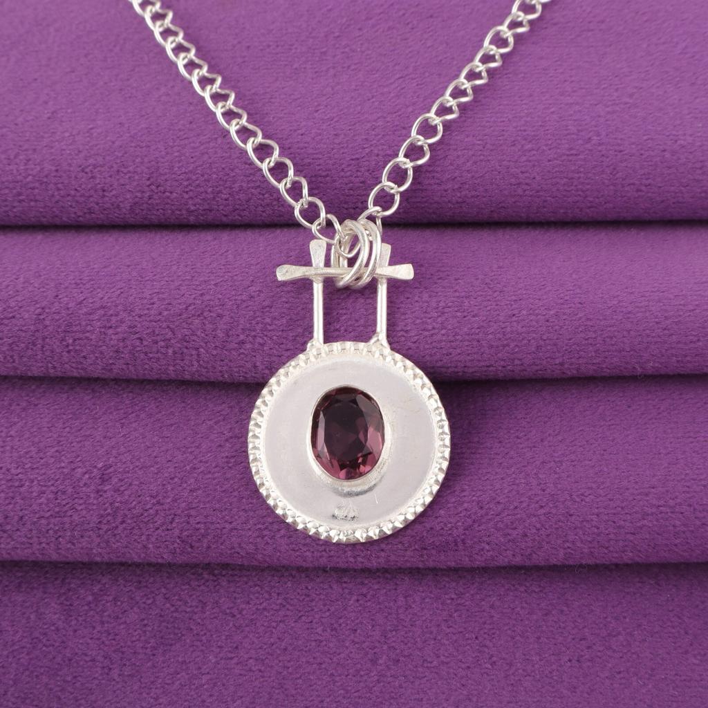 Natural Rhodolite 925 Sterling Silver Sisters Day Mother Gift Ethnic New Pendant PP-57-14