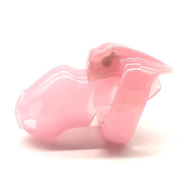 Pink Resin HT V4 Male Chastity Device with 4 Penis Ring Plastic Cock Cage Penis Bondage Fetish Chastity Belt Sex Toy For Men