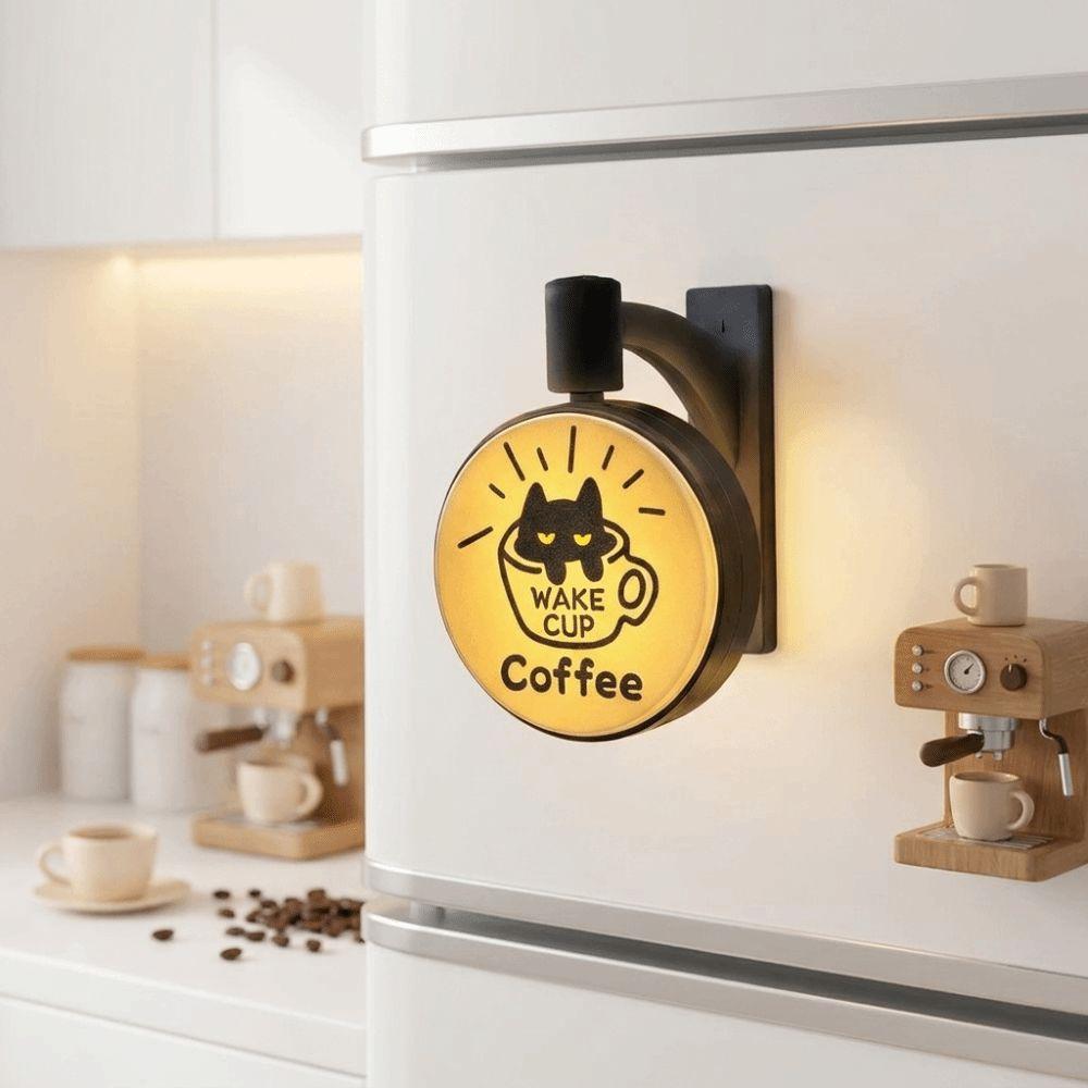 Light Up Light Sign Round Cat Coffee Light Sign New Cat Fridge Magnet Refrigerator Decoration