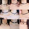 Black Leather Choker Necklace: Elegant Women's Collarbone Accessory