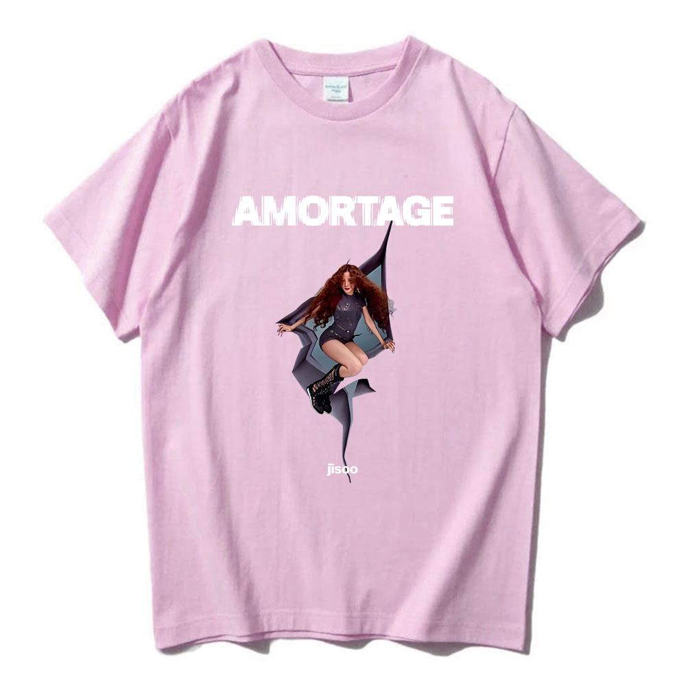 Streetwear Korejská zpěvačka JISOO AMORTAGE Tričko Pánské oblečení Hip Hopová trička Ležérní Pánská Dámská Bavlněná trička Hip Hopová Módní Trička