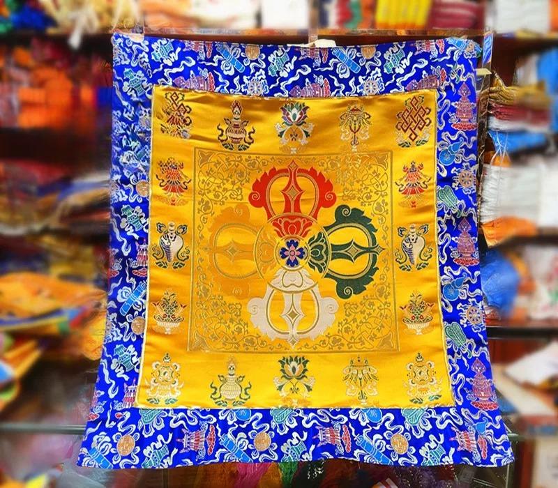 80cm Ethnic Style Tablecloth Auspicious Eight Treasures Vajra Pestle Table Circumference Offering Worship Buddha Temple Worship