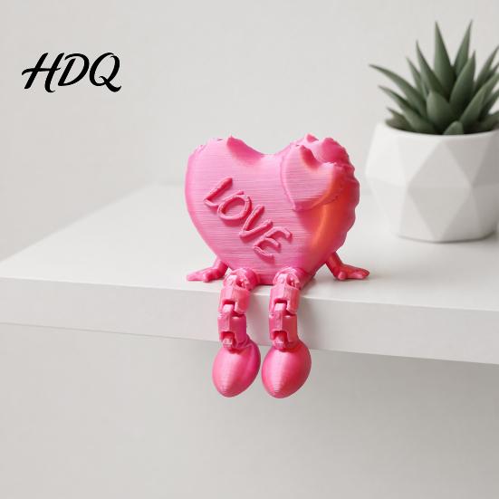 Love Heart Decoration Figurine with Articulated Legs 3D Printed Shape Statue Legs