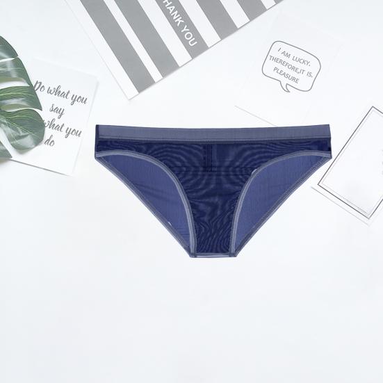 Men Underpants Breathable Mesh See Through No Bulge Pouch Low Waist Close-fitting Thin Summer Cool Triangle Pants Men Clothing