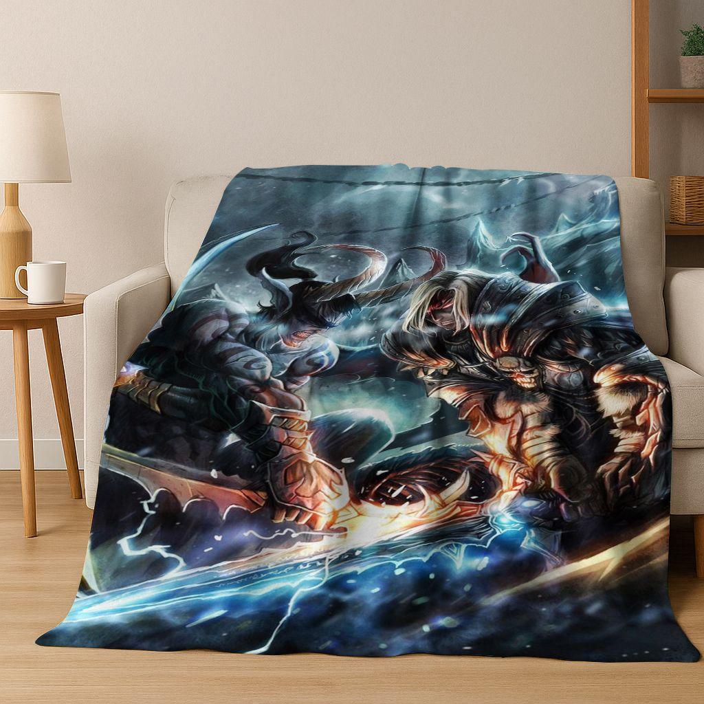 WOW World of Warcraft Arthas Demon Illidan Sylvanas Flannel Blanket,Cozy Soft Throw Blanket for Home Bedroom Bed Sofa Cover Gift
