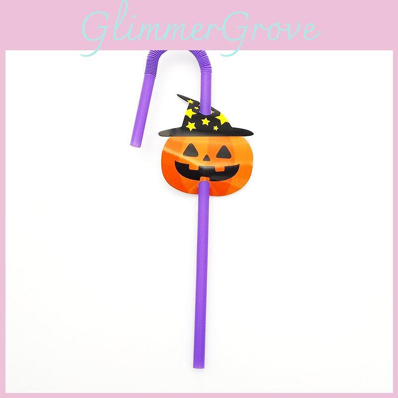 20 Stück Halloween Biegsame Plastikstrohhalme Kürbis und Vampir Partyzubehör