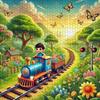 1000pcs/Puzzle Game - Enhancing Endurance And Logical Thinking - Exquisite Puzzle - (Boy with Little Train in Morning Light Carrying Small Animals Thr