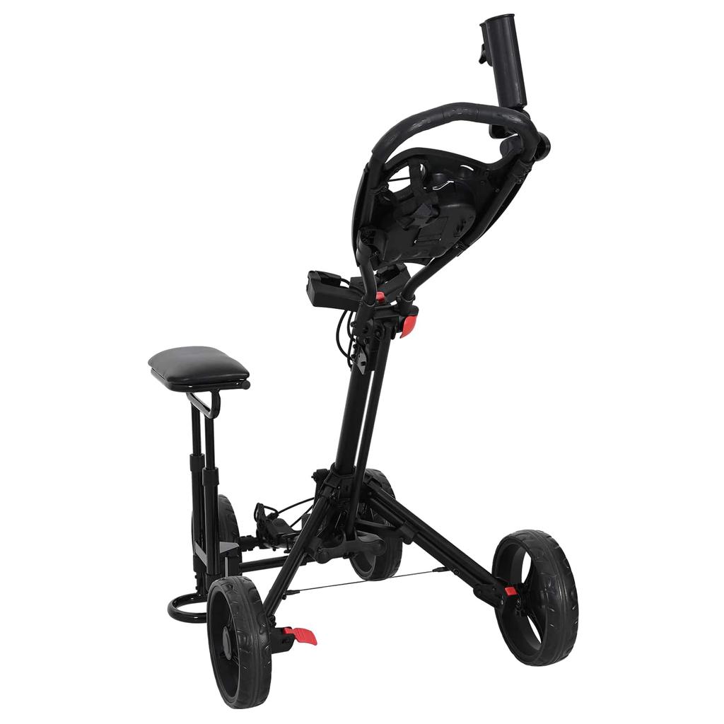 Chariot de golf avec siège Noir Aluminium Pliable