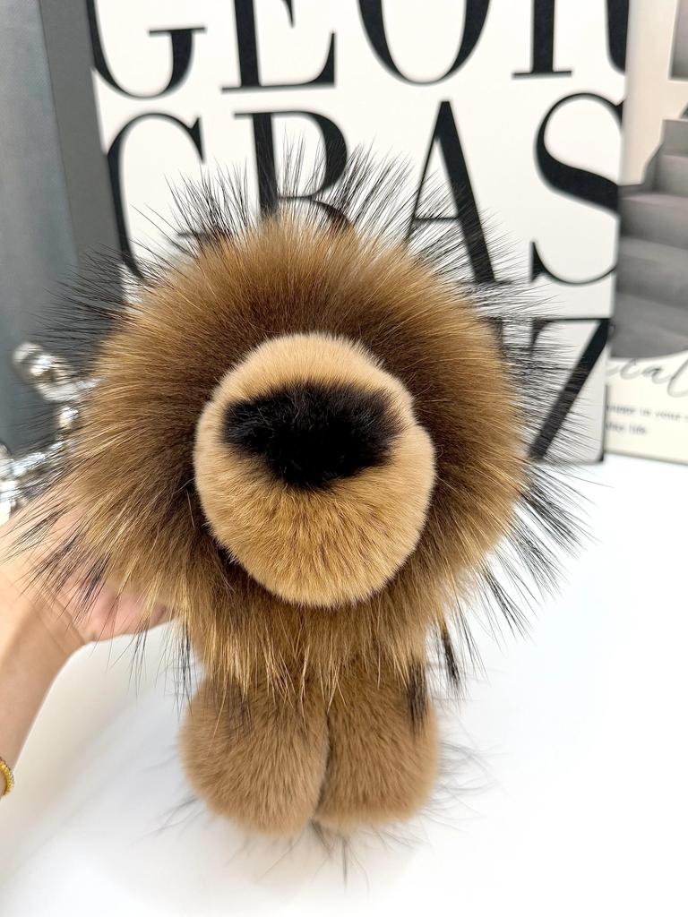 Little Lion Plush Backpack Accessories Pendant Real Rex Rabbit Hair Keychain Pendant Doll Doll Bag Pendant