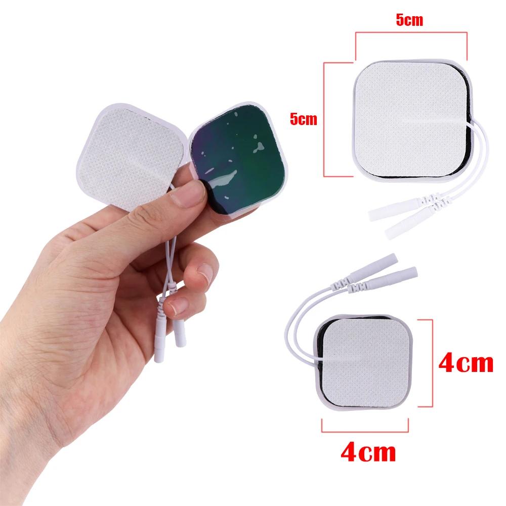 20/10 Stück 5x5cm TENS EMS Nervenmuskelstimulator Elektrodenspitzen Gel-Massagepflaster für Elektroden Physiotherapiegerät 2mm Stecker
