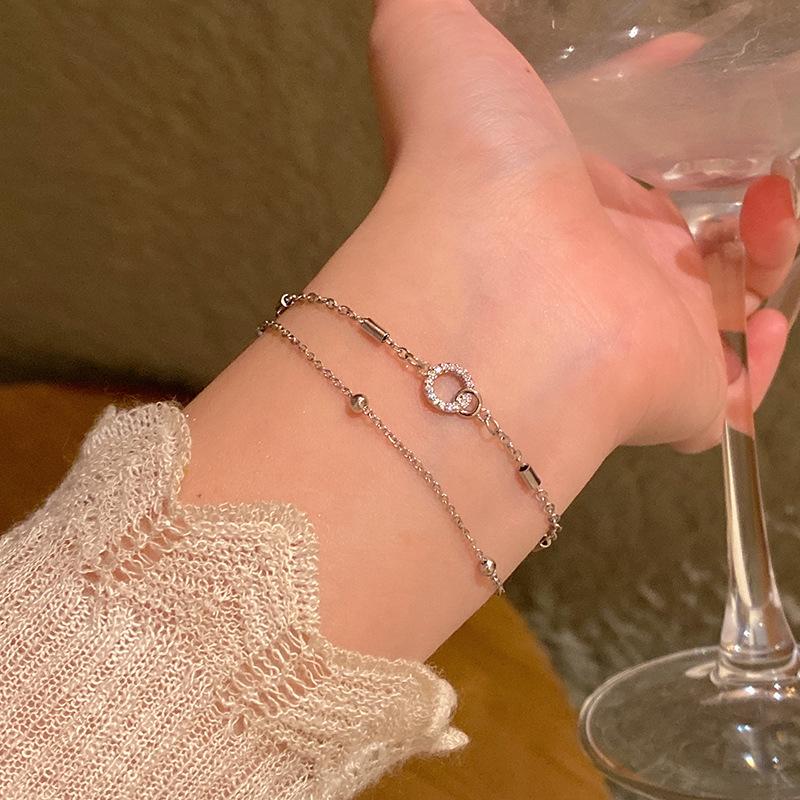 Light Luxury Niche High-end Pearl Bracelet Women's Korean Style Fashion Elegant Flash Zircon Love Bracelet Crystal Bracelet
