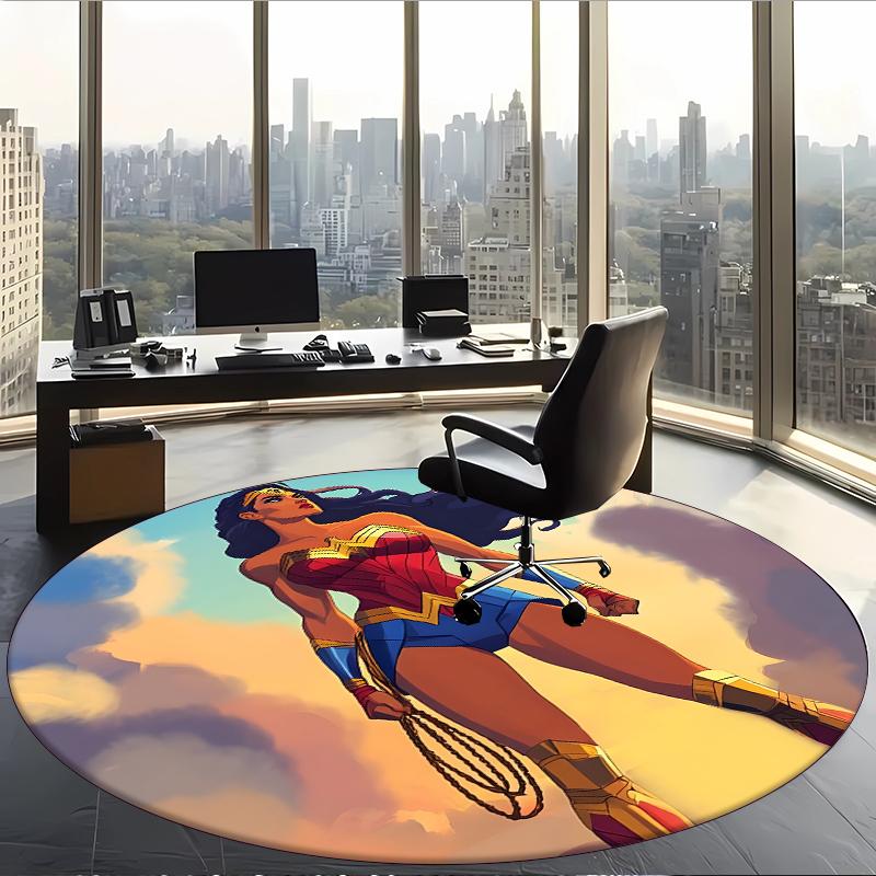 Wonder Woman (1) Round Office Rug Decorative Floor Rug for Office Bedroom Living Room and Home Space