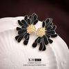 Elegant Gold-Plated Black Zircon Stud Earrings - Niche Design for a Luxurious Fashion Statement