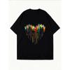 White Oversized T Shirt With Colorful Paint Drip Print For Casual Wear