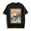 Go Camping Mountain Tent Campfire Graphic Casual Tee Pure Cotton T-shirt