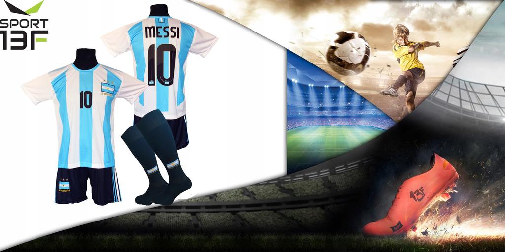 MESSI ARGENTINA Football Kit - Size 134 + Shin Guards