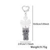 Cute Cartoon Flocking Cat Keychain Y2K Heart Bow Shaped Key Ring For Women Girls Handbag Backpack Pendant Decoration Gift