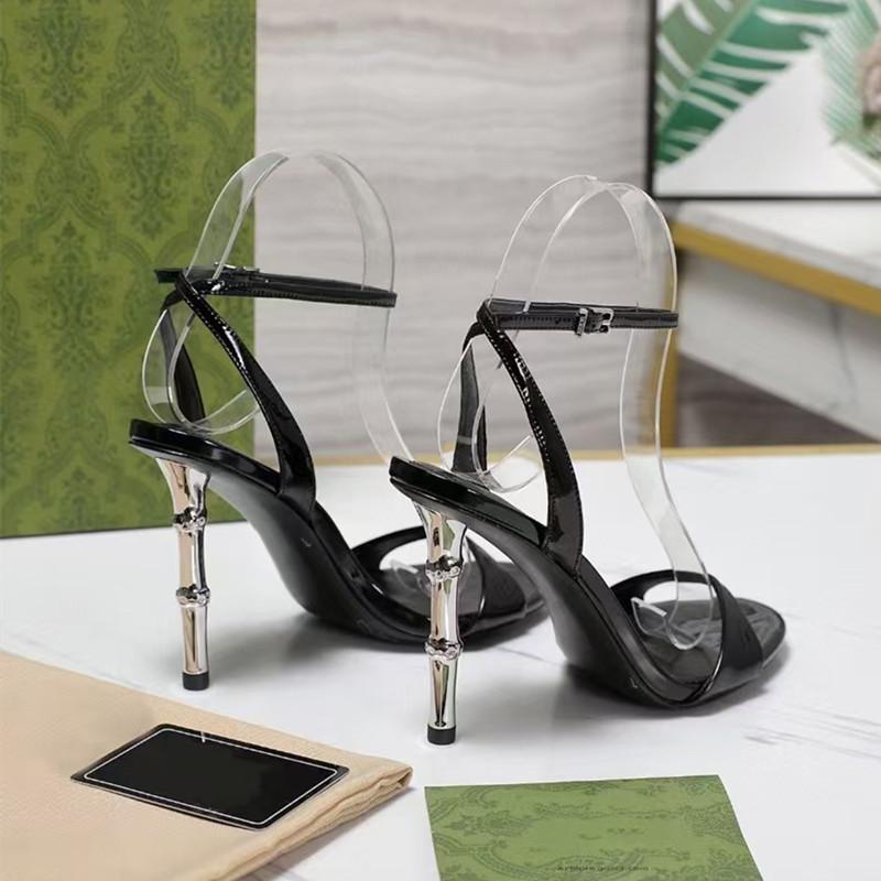 Fashion 2025 New Fashion Patent Leather Ankle Strap Women Gladiator Sandals Elegant Stiletto High Heels Summer Concise Office Lady Shoes