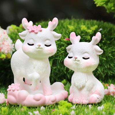 Miniature Deer Figurines Tiny Cartoon Resin Forest Animal Figures for Crafts Fairy Garden Accessories Cake Toppers
