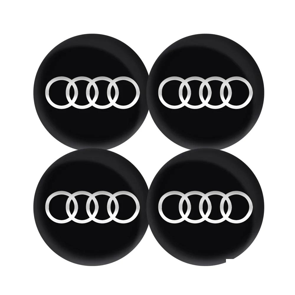 4pcs For 5w S RS A3 A4 B8 8P 8V A6 A5 Q5 B7 B6 B9 Q7 A1 A7 56/60/63/65/68mm Wheel Center Caps Sticker Car Hub Cover Decorationw5