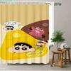 Crayon Shin-Chan Cheese & Shiro 2D Print Waterproof Shower Curtain, Cute Cartoon Bathroom Decor With Hooks