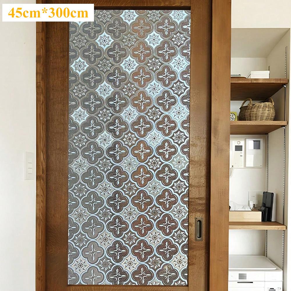 Retro Window Film Glass Sticker Decorative Pattern Frosted Removable Glass Window Film Cling Electrostatic Adsorption Sticker