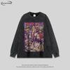 Unisex Oversized Cotton Graphic Tee Streetwear Cartoon Print Long Sleeve Crewneck T-Shirt Men Women