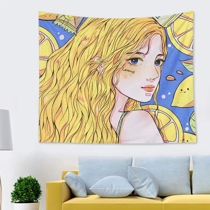 Cute and Energetic Beauty Hanging Cloth Home Wall Decoration Tapestry Office Living Room Tapestry