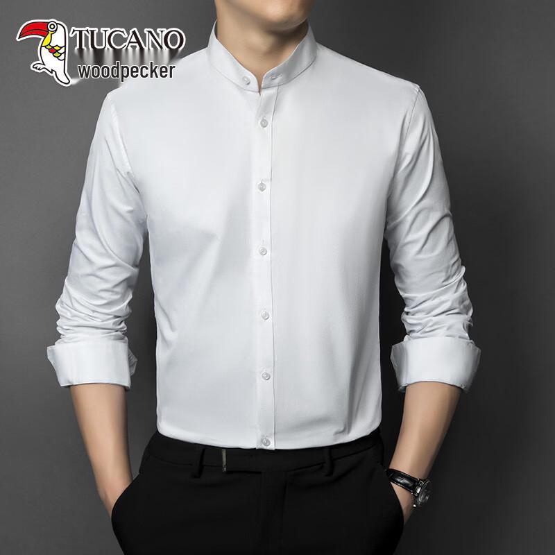 TUCANO Men's Neo-Chinese Stand-Collar Long Sleeve Business Shirt