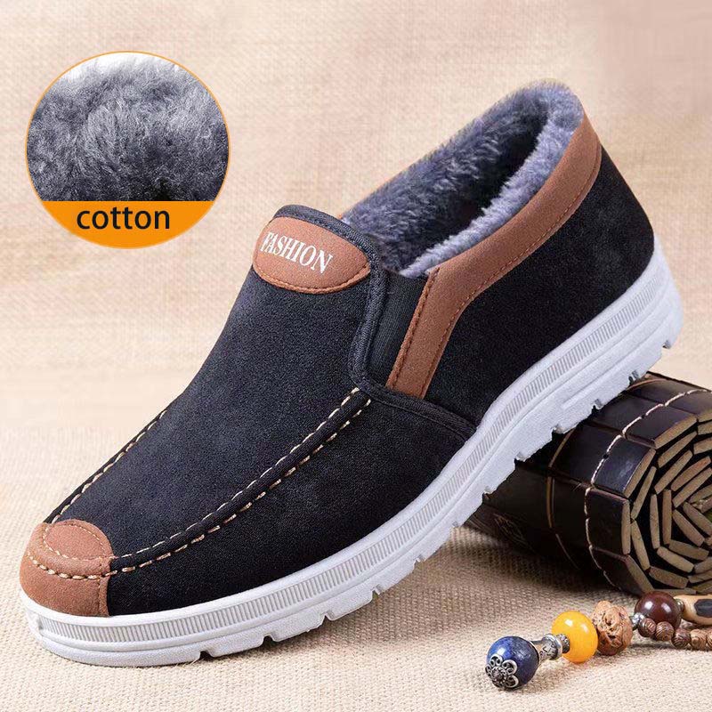 

Хлопковая обувь, мужская зимняя толстая теплая обувь для среднего возраста и пожилых людей, бархатная нескользящая мужская теплая хлопковая обувь 44 чёрный