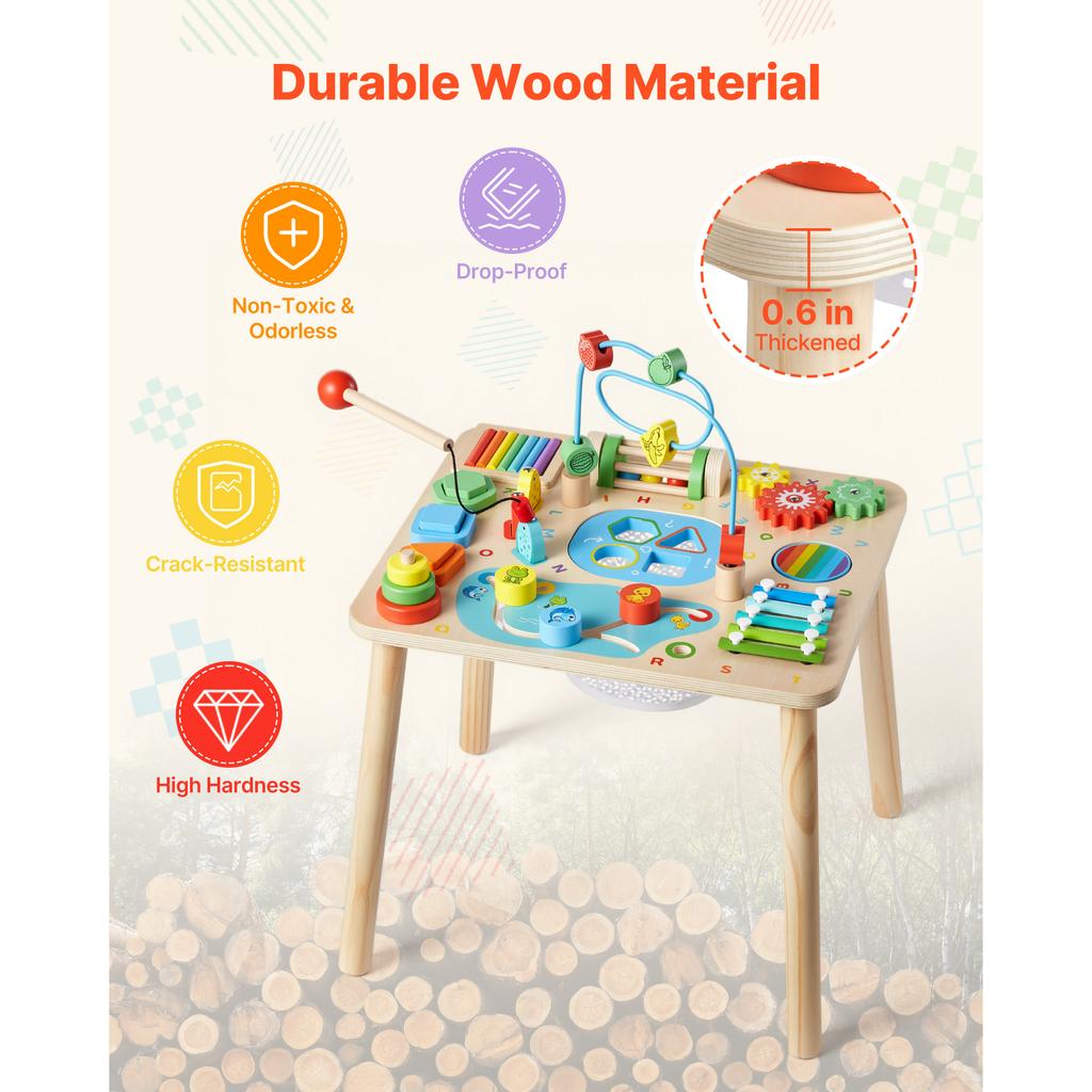 SucceBuy 13-in-1 Montessori Aktivitätstisch für Kleinkinder 1-3 Jahre Alt 6+ Monate Geburtstag Weihnachten Kindertag Geschenk