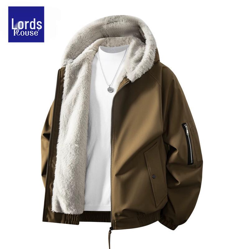Men's Premium American-Style Faux Rabbit Fur Lined Hooded Jacket