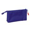 Trousse scolaire triple - safta - 22x3x12 cm - Rouge, Bleu, Blanc - Polyester résistant - 3 compartiments
