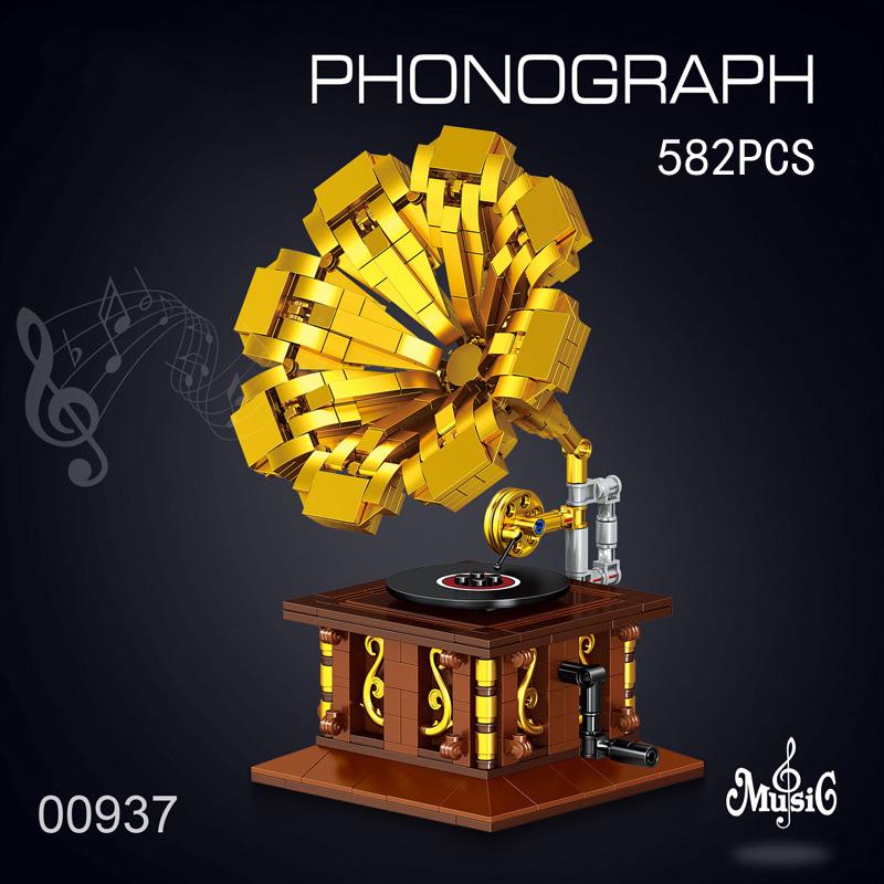 Classic Retro Phonograph Telephone Recorder Sewing Machine Idea Mini Block Model Building Brick Educational Toys For Kids Gifts