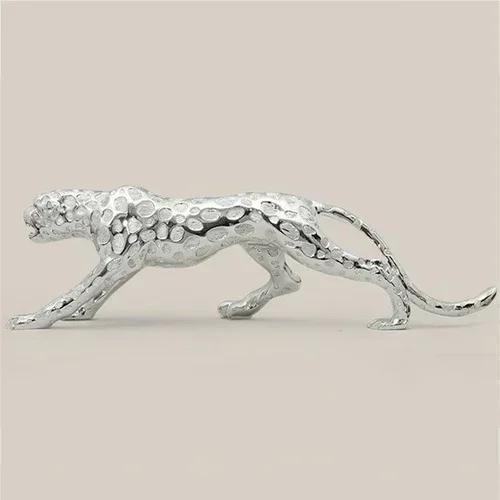 

Modern Abstract Gold Panther Sculpture Geometric Resin Leopard Statue Wildlife Decor Gift Craft Ornament Accessories Furnishing Length 16cm срібний