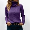 Women's Fashionable Solid Color High Neck Long Sleeved Sweater Pullover Sweater Top